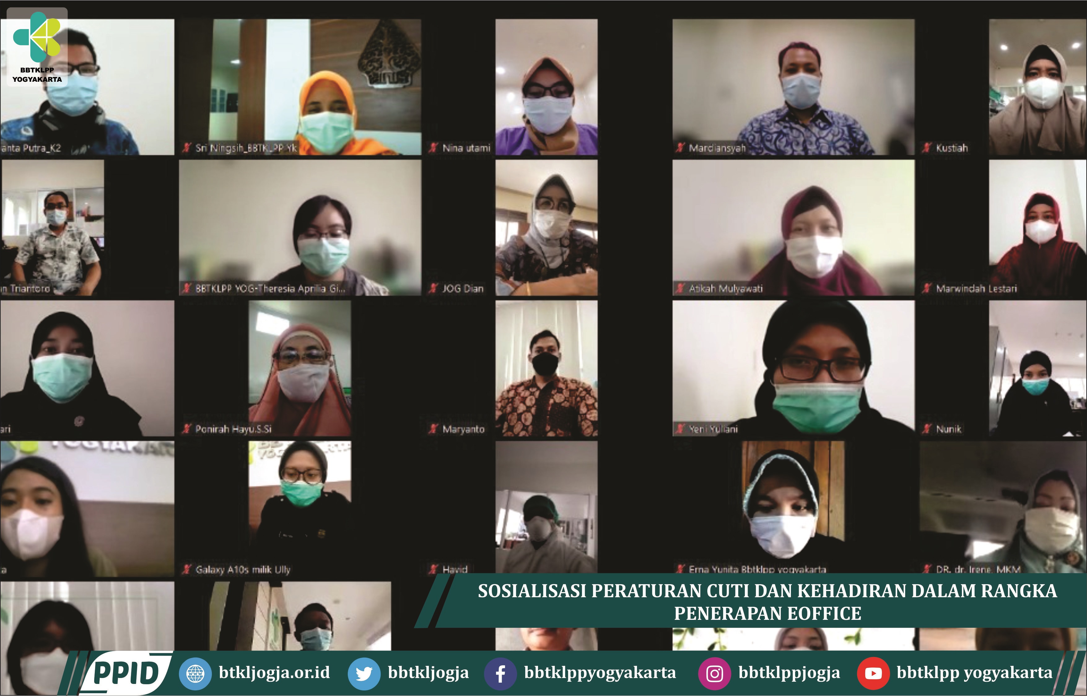 Sosialisasi Peraturan Cuti Dan Kehadiran Dalam Rangka Penerapan Eoffice Di BBTKLPP Yogyakarta