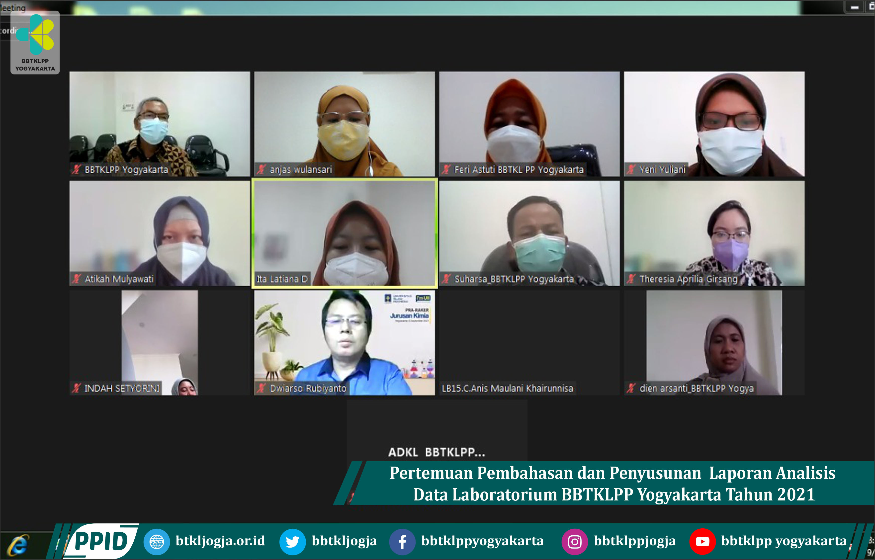 Pertemuan Pembahasan dan Penyusunan Laporan Analisis Data Laboratorium BBTKLPP Yogyakarta Tahun 2021